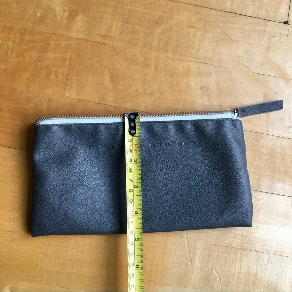 “FIND YOUR PURPOSE” Travel, Makeup, Cosmetic Bag, Gray, Teal Blue